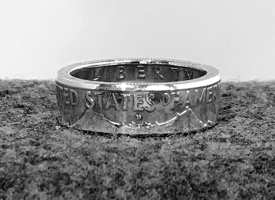 1954 Ben Franklin Half Dollar Silver Coin Ring This Narrow Etsy
