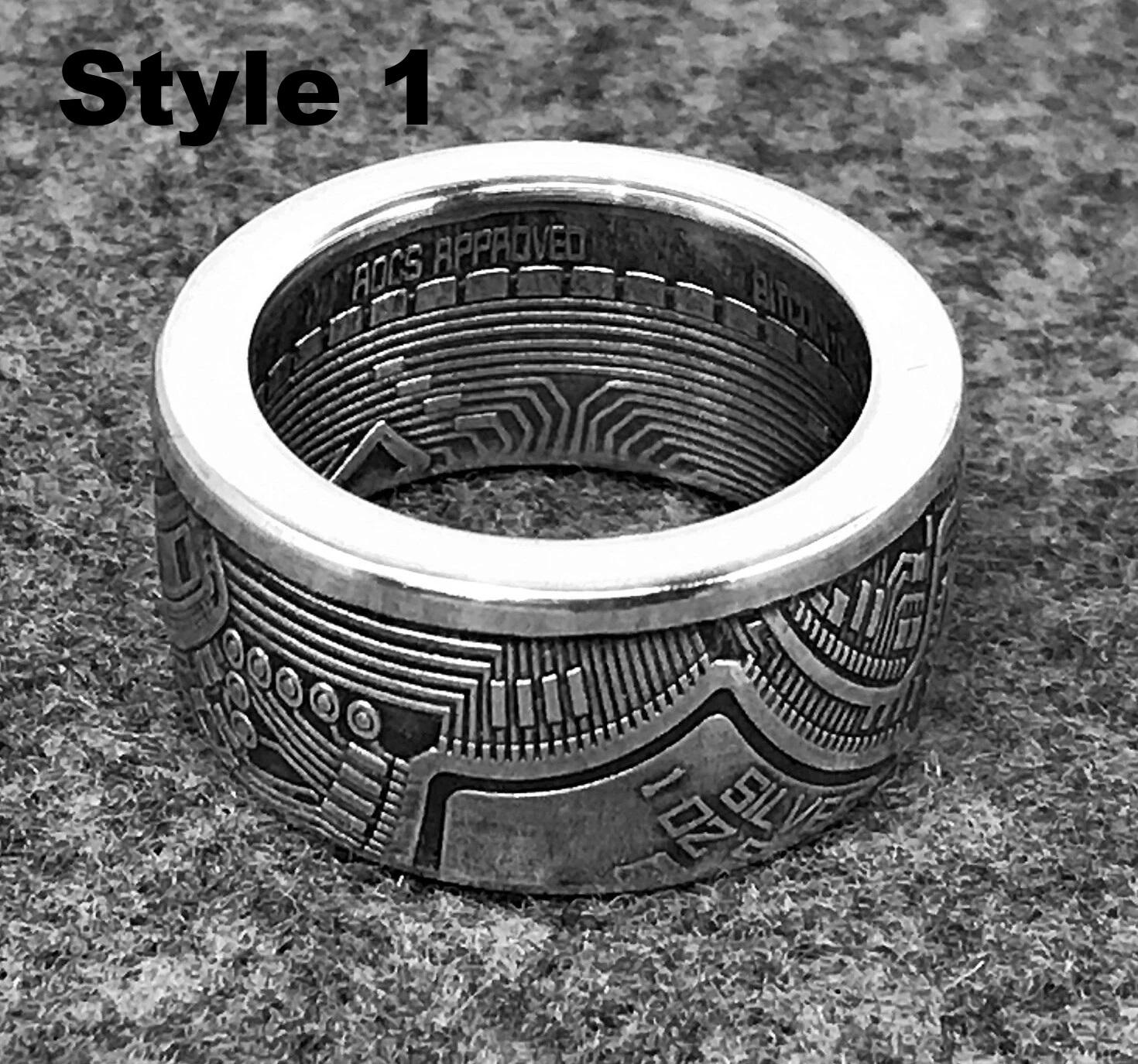 Pure Silver Bitcoin Ring: Commemorative Coin, Tech Gift - Etsy