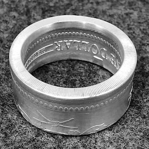 Pure Silver Statement Ring - Barbados One Dollar Trident Silver bullion Art Round