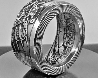 Pure Silver Ring - World of Dragons Series - Egyptian Dragon - Coin Ring