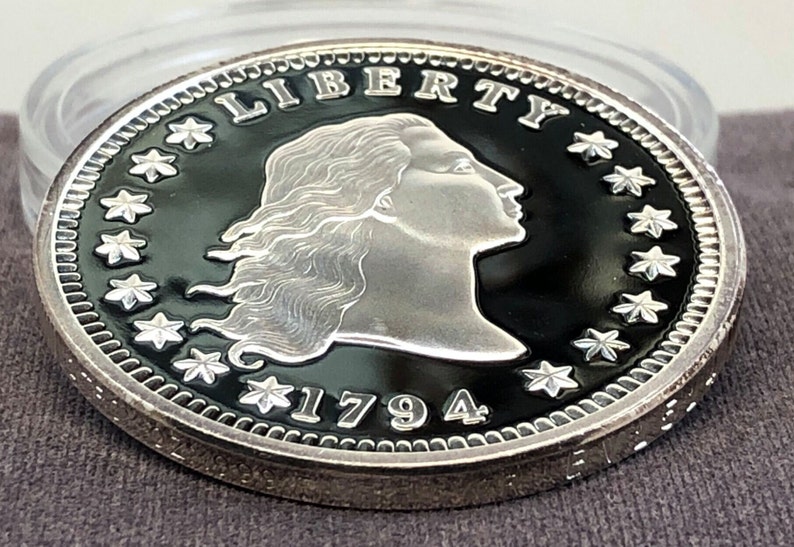1794 Flowing Hair Tribute Proof Silver Dollar Replica In Solid .999 Fine Silver