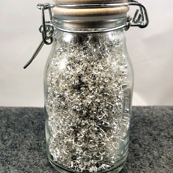 Clamp Lid Bottle Filled with at least 50 grams of 99.9% Pure Silver Shavings