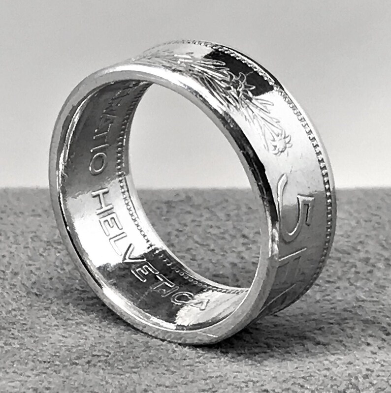 Helvetia Switzerland 1932 Swiss 5 Francs Silver Coin Ring