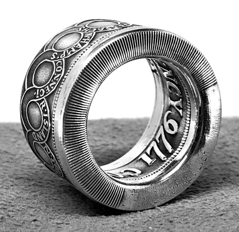 Coin Ring Made From a 1 OZ 99.9% Pure Silver Copy of the 1776 ...