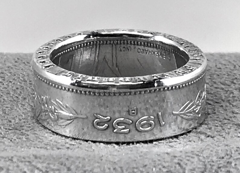 Helvetia Switzerland 1932 Swiss 5 Francs Silver Coin Ring