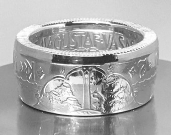 NEW LISTING-1921 Sweden Silver 2 Kronor Coin Ring - Commemorative 400th Anniversary of Gustaf Vasa's Liberation War-Polished or Add A Patina