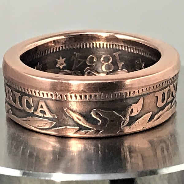 1854 U.S. Pre-Civil War Braided Hair Large Cent - Copper Coin Ring