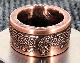 Celtic Lore Series - Banshee Solid Copper Coin Ring - Statement Ring - Clear High Gloss Powder Coat Protection Included