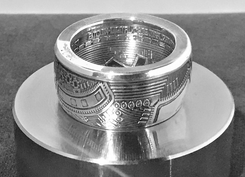 Except For The Coins Date 2021 Silver Bitcoin Commemorative Coin Ring The Ring Shown is From a 2016 Coin But The Designs Were The Same