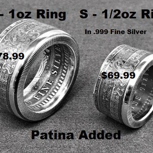 Aztec Calendar 999 Silver Coin Ring - Made from Your Choice of a Large 1 OZ Coin or a 1/2 OZ Coin - Now also Available from a 1/4 OZ Coin