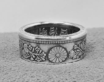 Japan Silver Coin Ring From a 50 SEN coin