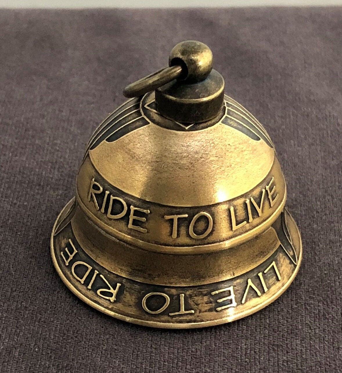 Live to Ride Motorcycle Bell: Bronze Guardian Bell With Serenity