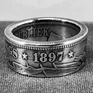 1897 Authentic South Africa 2 1/2 Shillings Sterling Silver Coin Ring