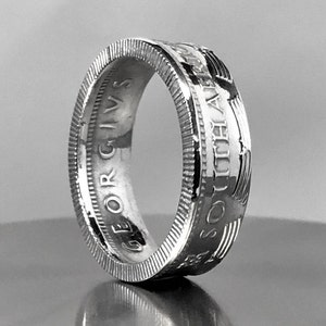 1950 George VI South Africa (Suid Afrika) Silver 6 Pence - Very Small Coin Ring
