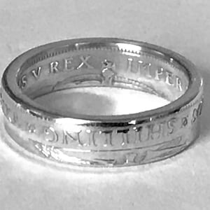 1936 South Africa One Shilling Silver Coin Ring - U.S. Shipping Included