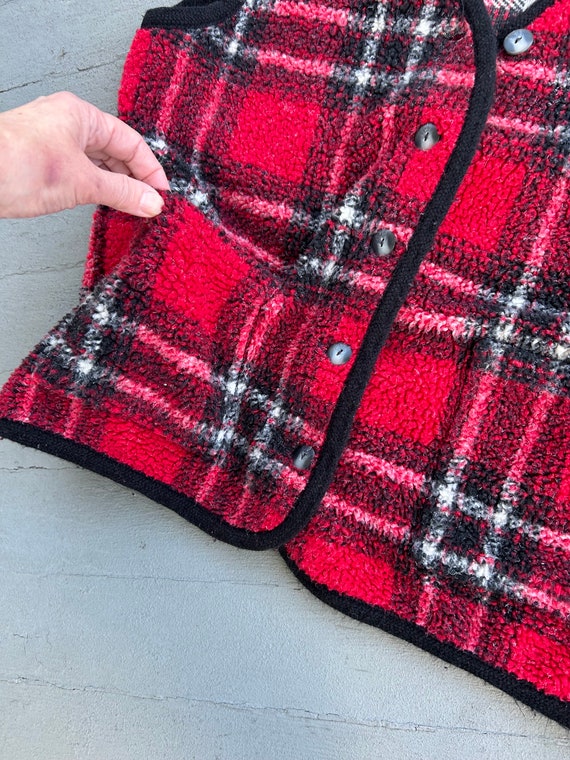 Vintage Plaid Fleece Vest Talbots Large 80s 90s L… - image 4