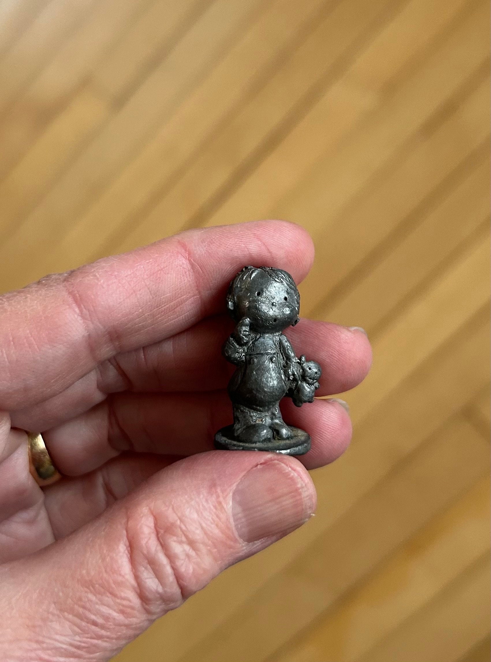 Vintage Spoontiques 80s Tiny Pewter Figurine Boy Bear Child Collectible ...