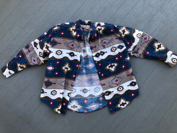 Vintage Southwestern Aztec 80s 90s Flannel Shirt … - image 4