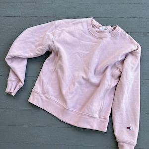 Vintage Pink Champion Pullover Small Boxy Cotton Sweatshirt Simple Plain Athletic