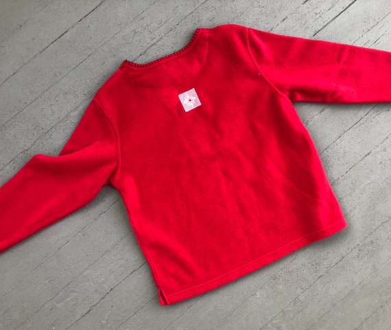 Vintage Fleece Red Holiday Snowflake Small Embell… - image 2
