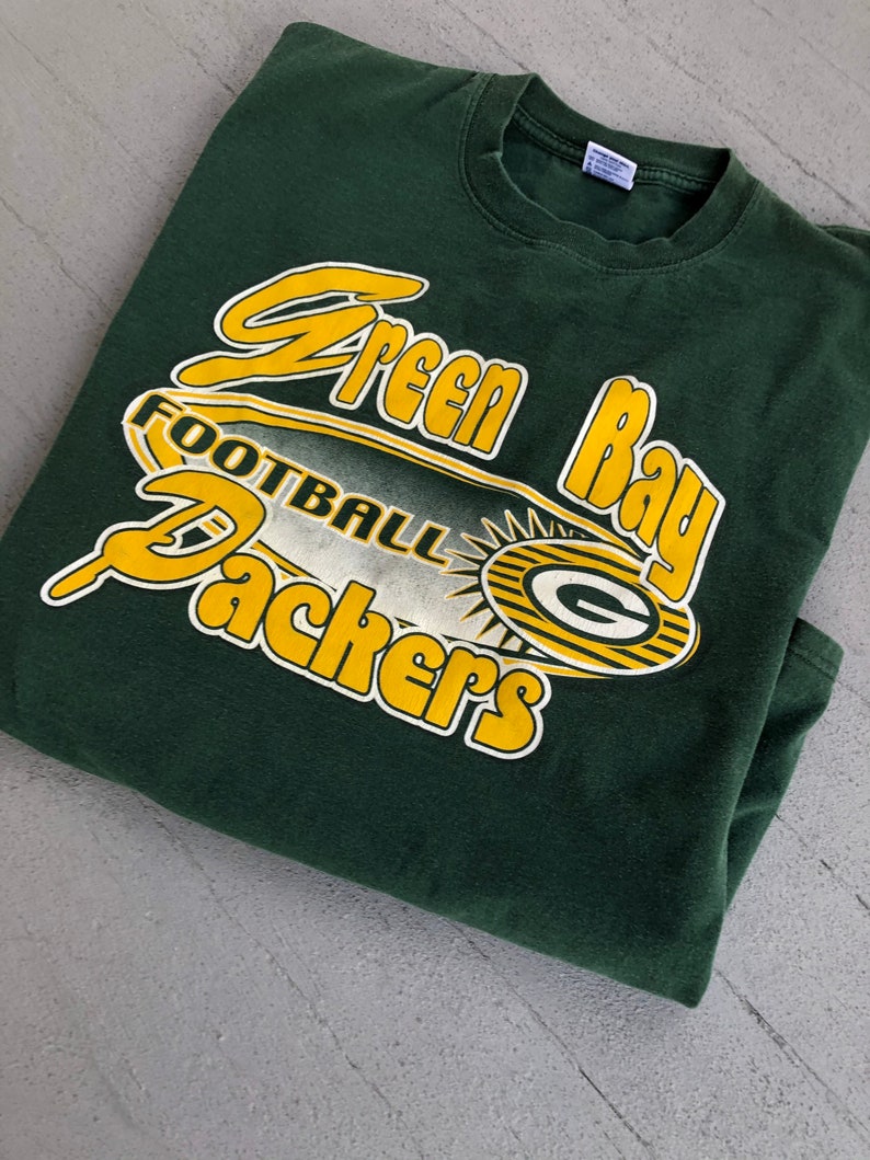 80s 90s Green Bay Packers Graphic Tee XL Packers Fan Bold Big Graphics