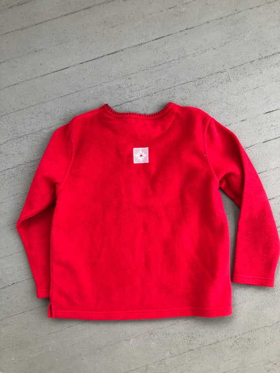 Vintage Fleece Red Holiday Snowflake Small Embell… - image 4