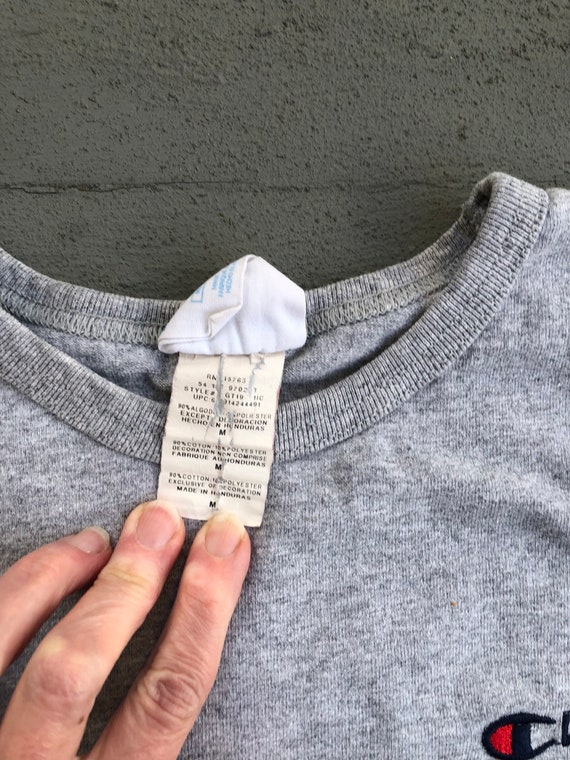 Vintage Champion Logo Gray Basic TShirt Medium 70… - image 10