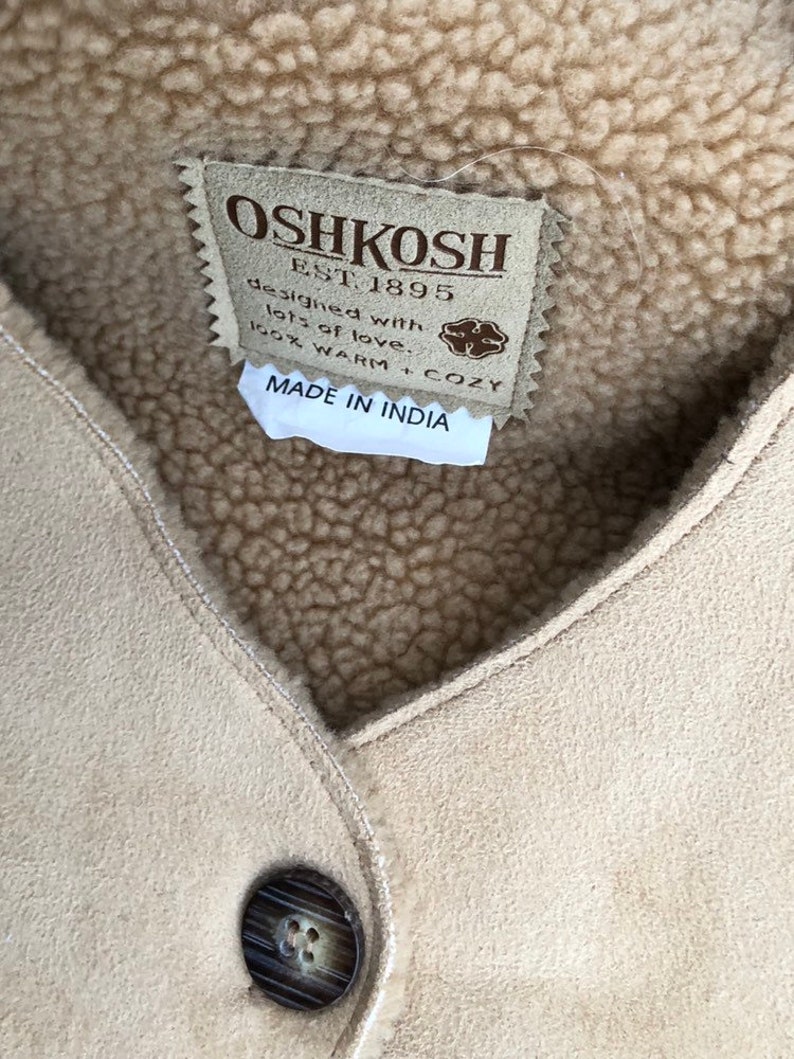 Vintage Oshkosh Suede Vest Youth Large Adult Small or Medium 90s Floral and Fleece Vest