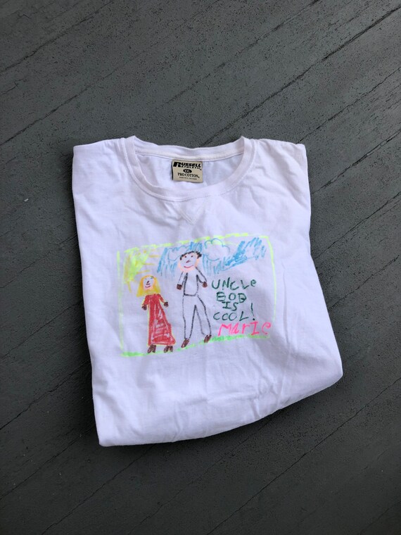Vintage Russell Kids Art T-Shirt, “Uncle Bob is Cool” Oversized 2X