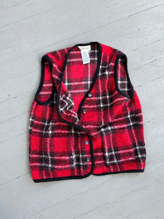 Vintage Plaid Fleece Vest Talbots Large 80s 90s L… - image 2