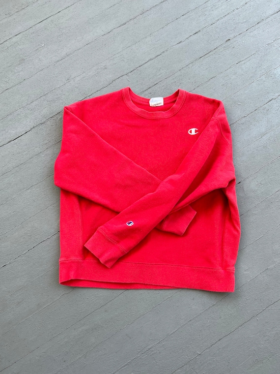 Old Vintage Plain Red Champion Reverse Weave Sweat