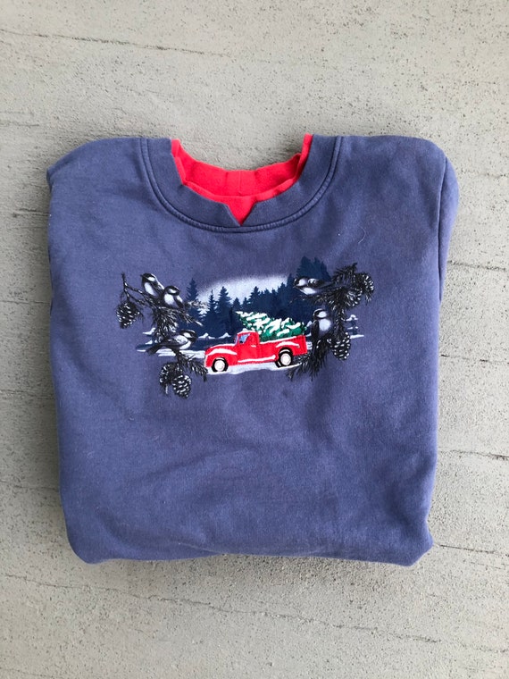 Red Truck Evergreen Patterned Pullover Small Peti… - image 1