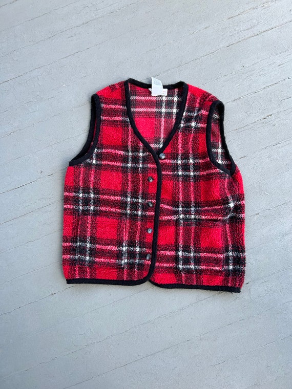 Vintage Plaid Fleece Vest Talbots Large 80s 90s L… - image 5