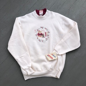 Embroidered Gardener Pullover Birdhouse Sweater Sweatshirt Medium Oversized Floral