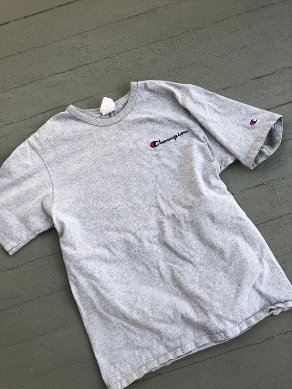Vintage Champion Logo Gray Basic TShirt Medium 70… - image 8