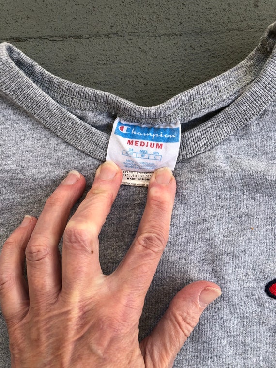 Vintage Champion Logo Gray Basic TShirt Medium 70… - image 6