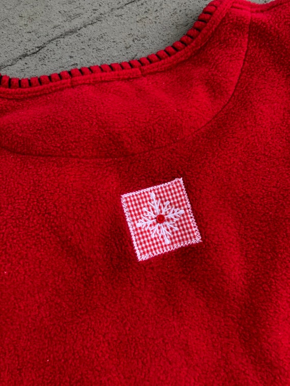 Vintage Fleece Red Holiday Snowflake Small Embell… - image 6