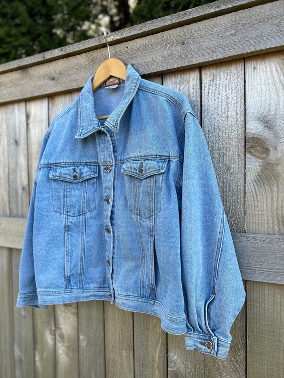 Vintage 80s Denim Jacket Large Light Acid Wash Seruchi Brand