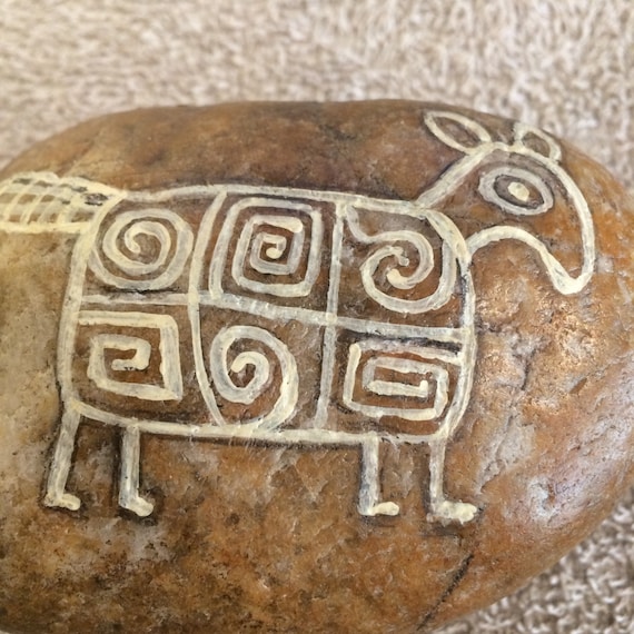 Petroglyph: Hopi Indian Mountain Goat With Mystic Symbols - Etsy