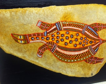 Painting of a Mystic Turtle (in Dot Com Style) based upon Motives of the Dream Time Art