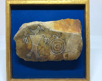 Petroglyph: Shaman calling upon a Bird Ghost to fly in The Spiritual World