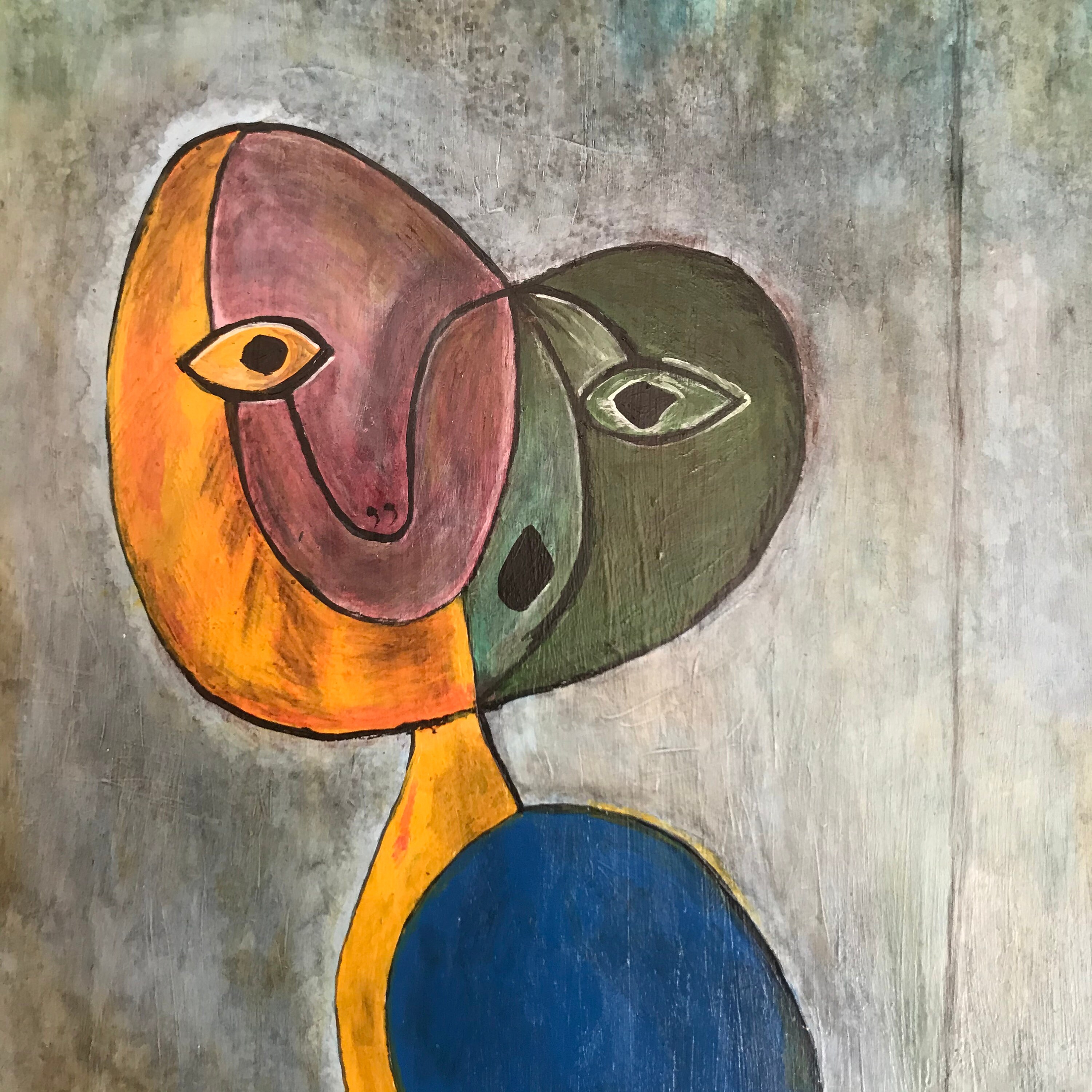 【F50号】ひつじ娘 原画 油絵 抽象画 abstract paintings ひつじ娘 原画 油絵 抽象画 abstract paintings カラフル｜美術