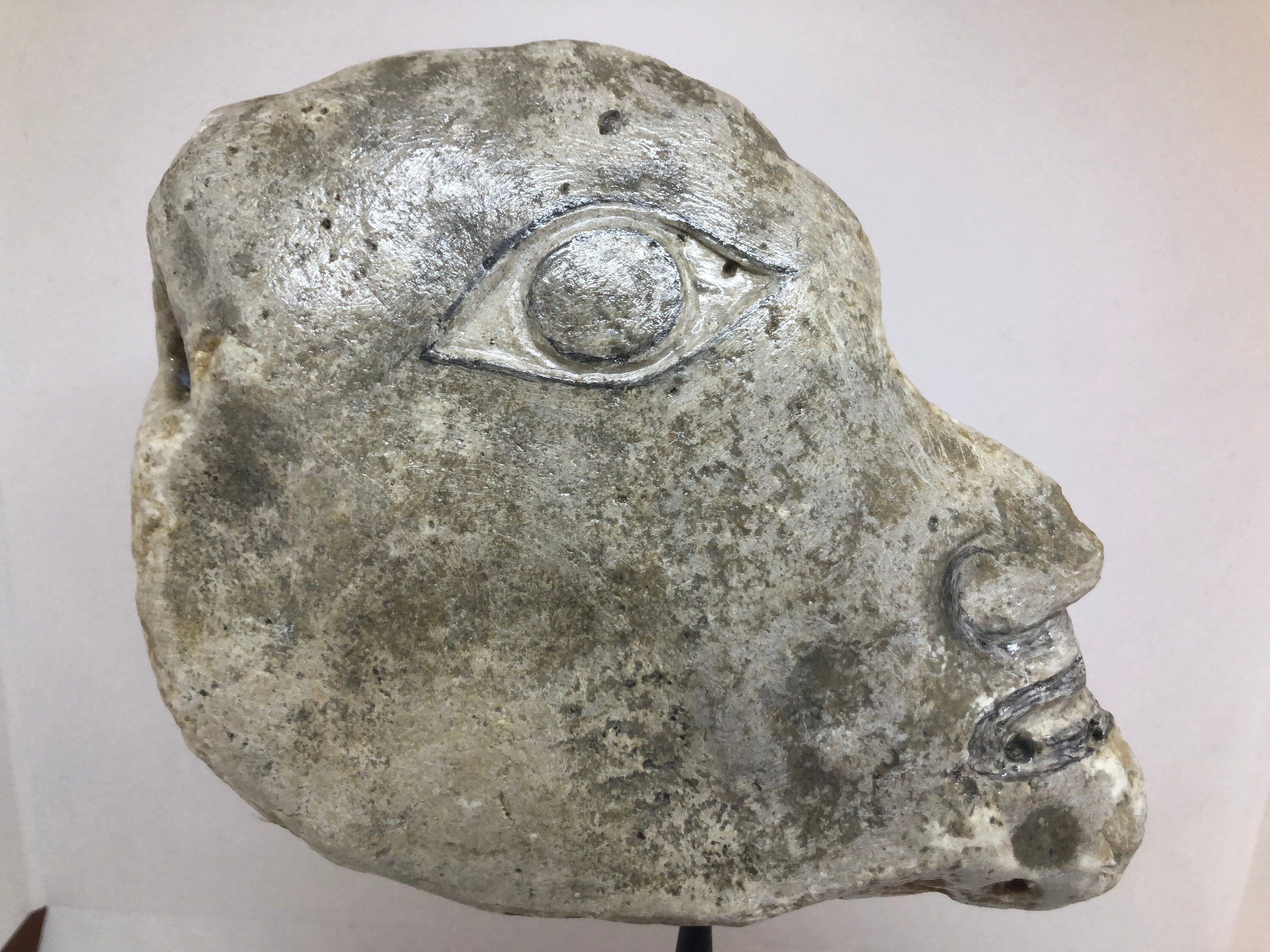 Expressionist Stone Sculpture - a Druid's Head