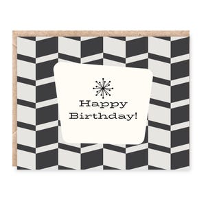 Midcentury Modern Birthday Card: Black & White Abstract Design