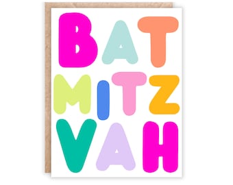 Colorful Bat Mitzvah Card: Jewish Celebration, Mazel Tov