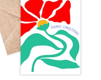 Floral Christmas Cards Set: Boxed Holiday Greetings with Kraft Envelopes