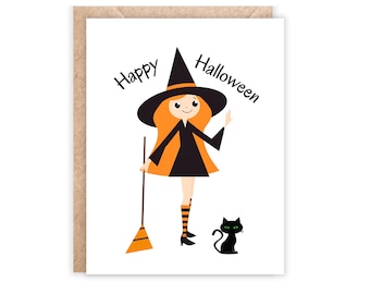 Witch Halloween Card | Kraft Envelope Included