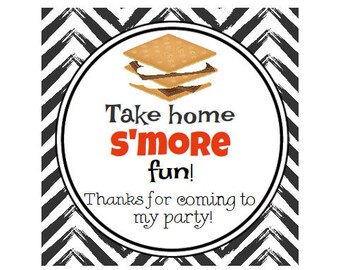 INSTANT DOWNLOAD  Rustic S'more tags, take home s'more fun, s'more birthday party favor tags, s'more birthday, birthday party thank you tags