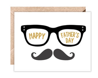 Dapper Dad Father's Day Card: Mustache & Glasses