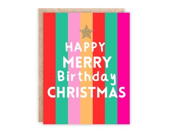 Merry Birthday Christmas Card: Holiday Mashup